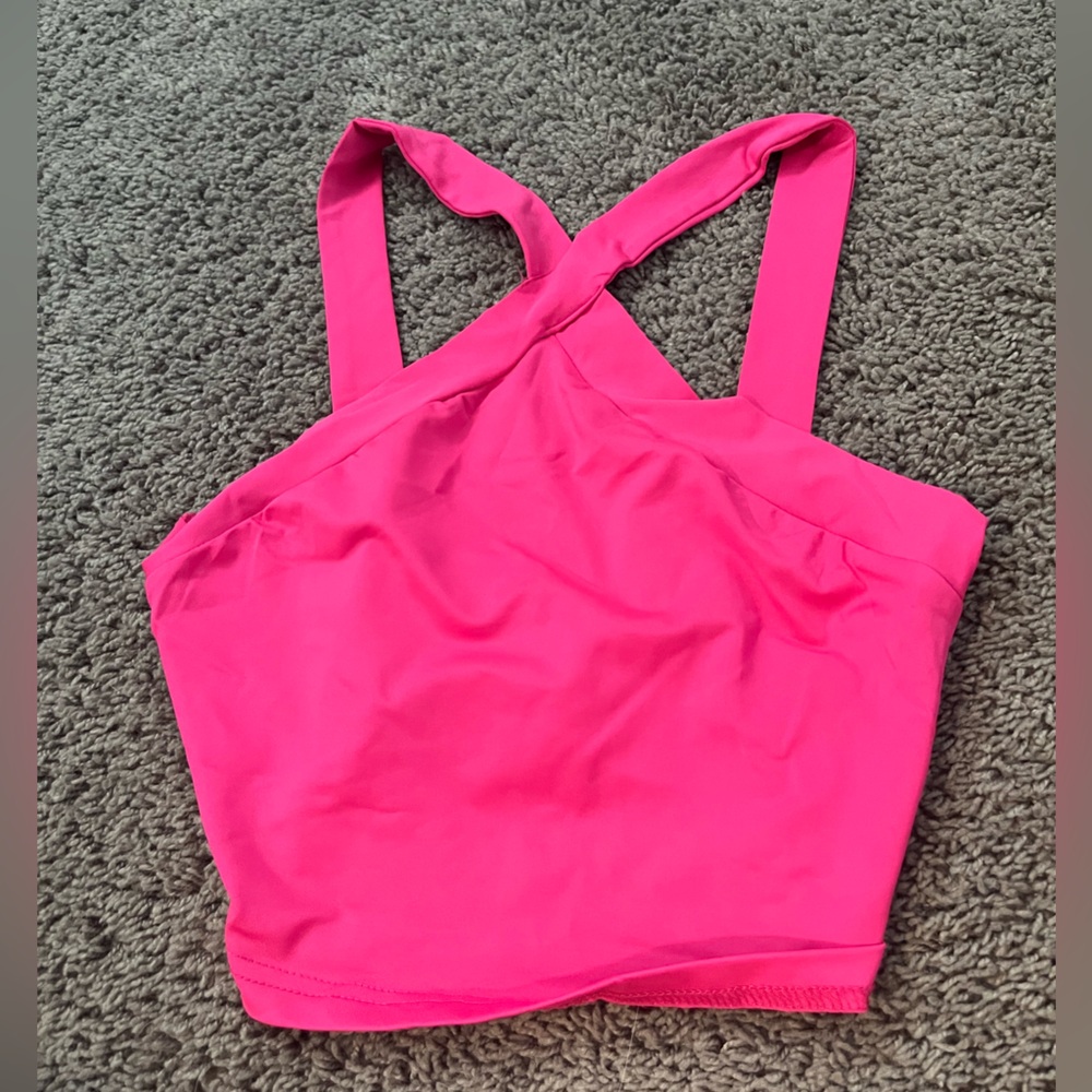 Hot pink going out crossed tight crop top